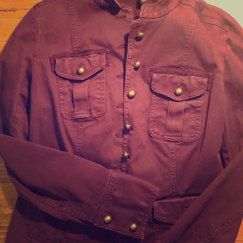 WHBM Eggplant Denim-like Button-Front Jacket